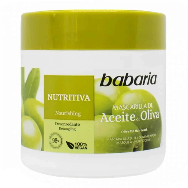 ماسک مغذی و آبرسان مو باباریا babaria مدل Olive Oil مناسب موهای خشک با عصاره زیتون حجم 400 میل - Image 1