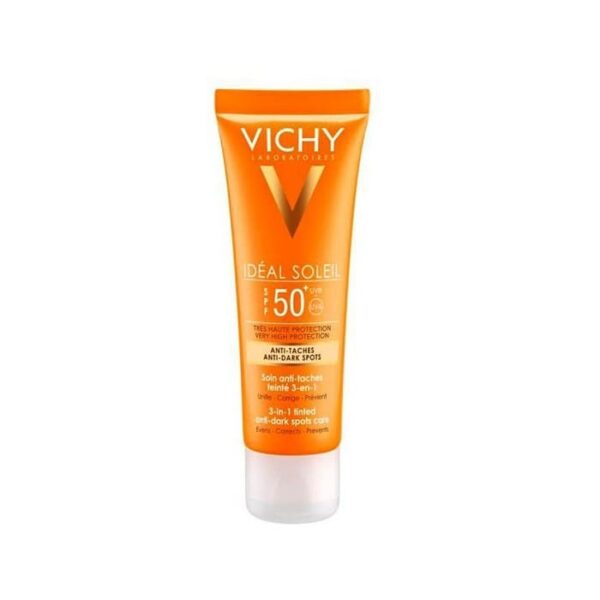 کرم ضدآفتاب و ضد لک ویشی مدل Ideal Soleil 3 in 1 Tinted Anti-Dark Spots SPF 50+